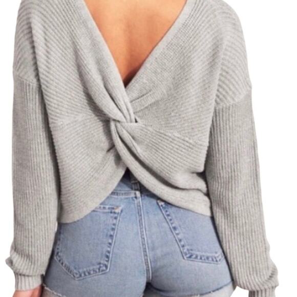 Hollister Light Gray Cropped Twist Knot Sweater Size XS - Picture 2 of 9